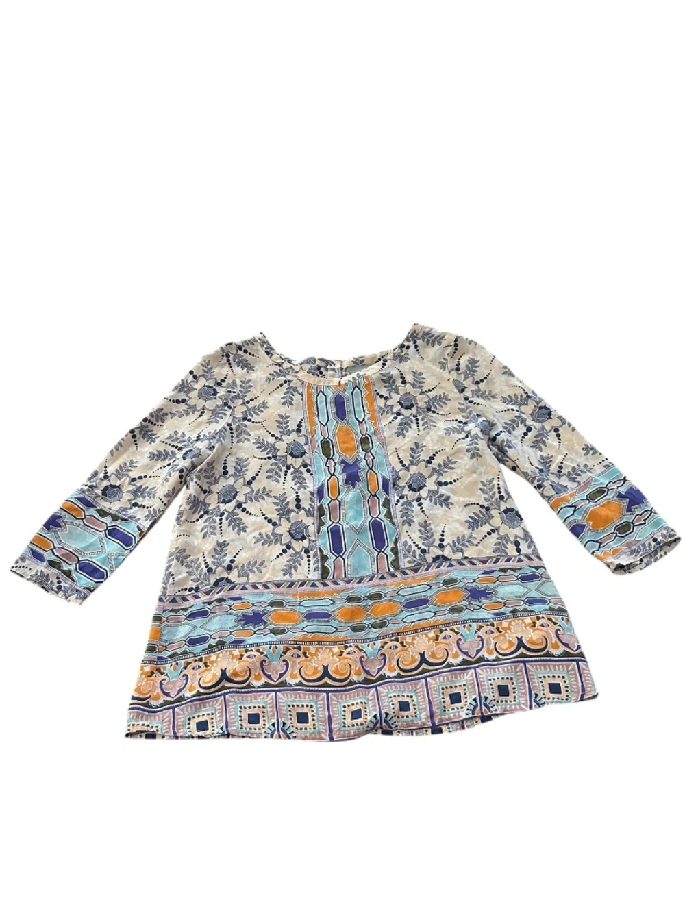 Anthropologie Maeve Sydney Silk Boho Button-up Tunic Multicolor Top size 6 - Picture 2 of 11